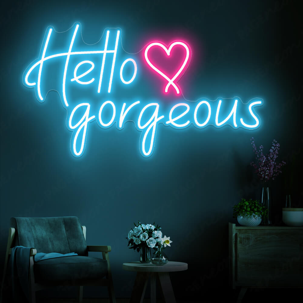 Hello Gorgeous Neon Sign Beauty Led Neon Light LightBlue