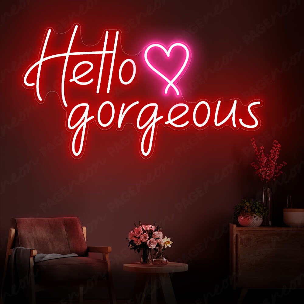 Hello Gorgeous Neon Sign Beauty Led Neon Light Red