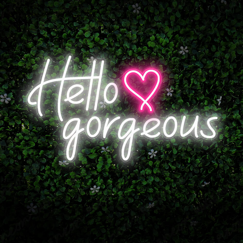 Hello Gorgeous Neon Sign Beauty Led Neon Light White