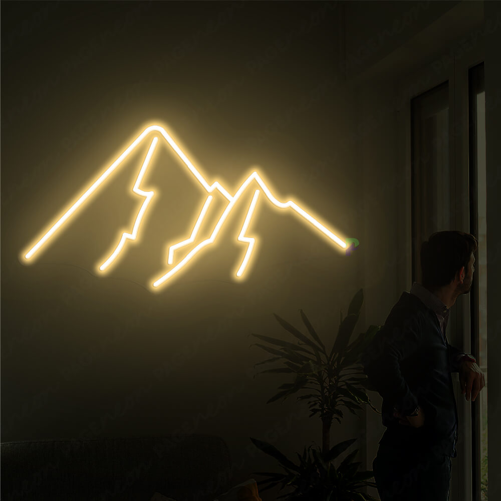 High Mountain Neon Sign Led Light Gold Yellow