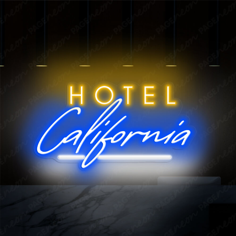 Hotel California Neon Sign Blue