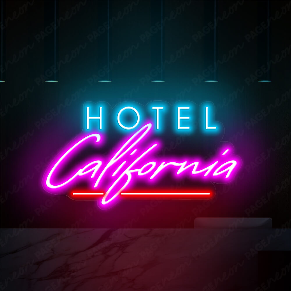 Hotel California Neon Sign Pink