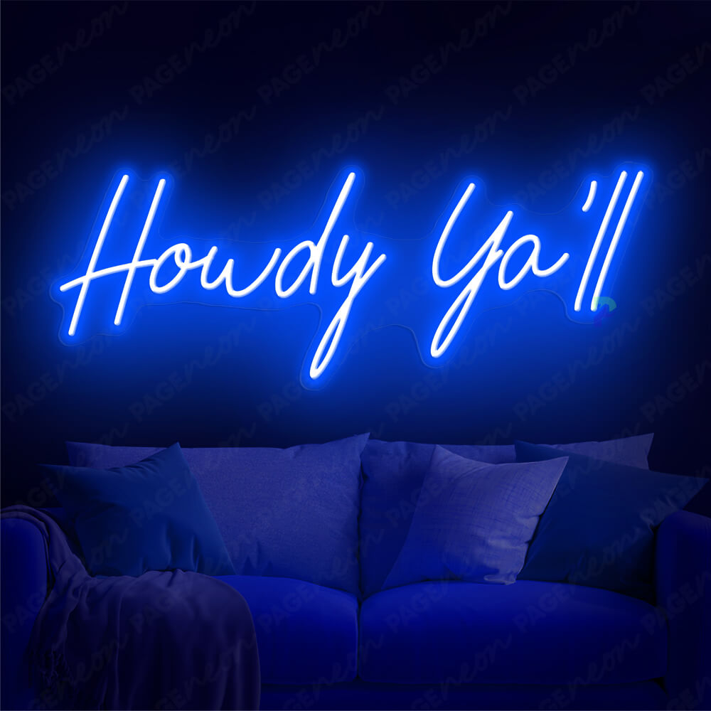 Howdy Neon Sign Howdy Yall Light Up Sign Blue