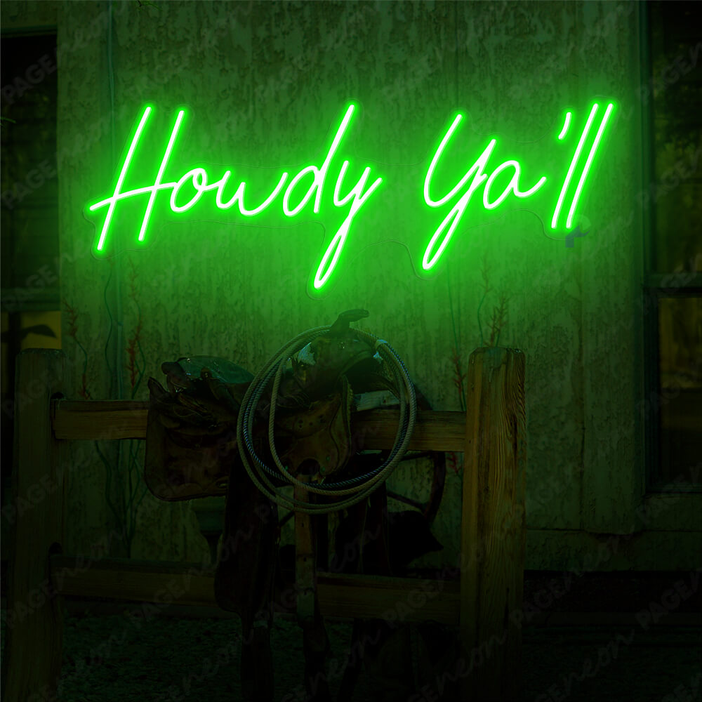 Howdy Neon Sign Howdy Yall Light Up Sign Green