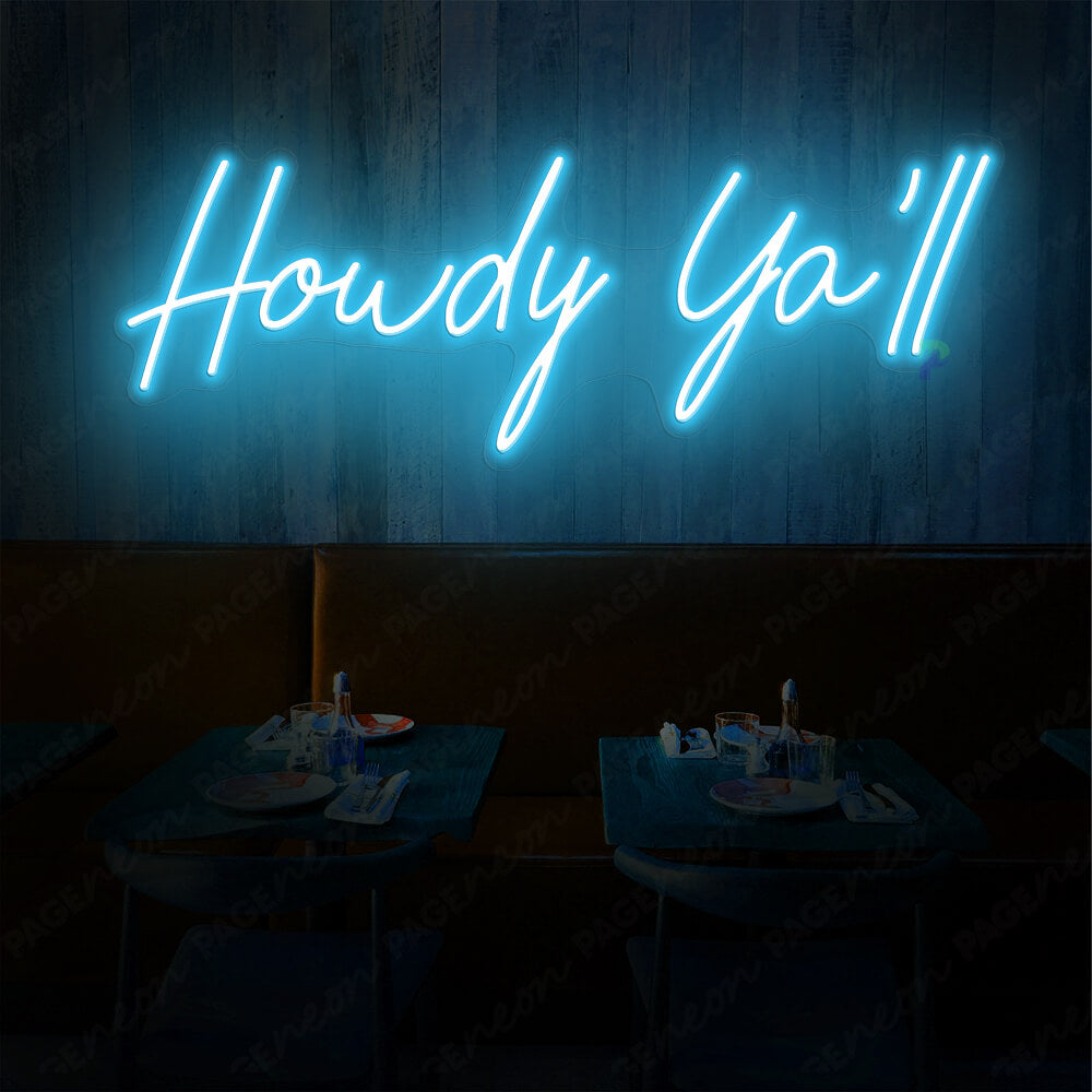 Howdy Neon Sign Howdy Yall Light Up Sign Light blue