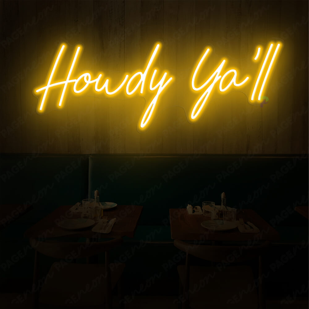 Howdy Neon Sign Howdy Yall Light Up Sign Orange Yellow
