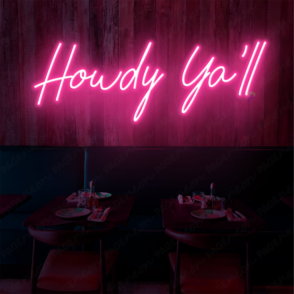 Howdy Neon Sign Howdy Yall Light Up Sign Pink