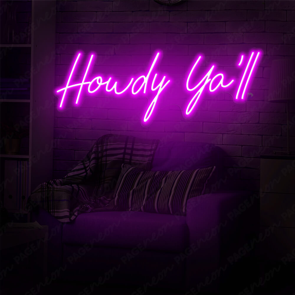 Howdy Neon Sign Howdy Yall Light Up Sign Purple