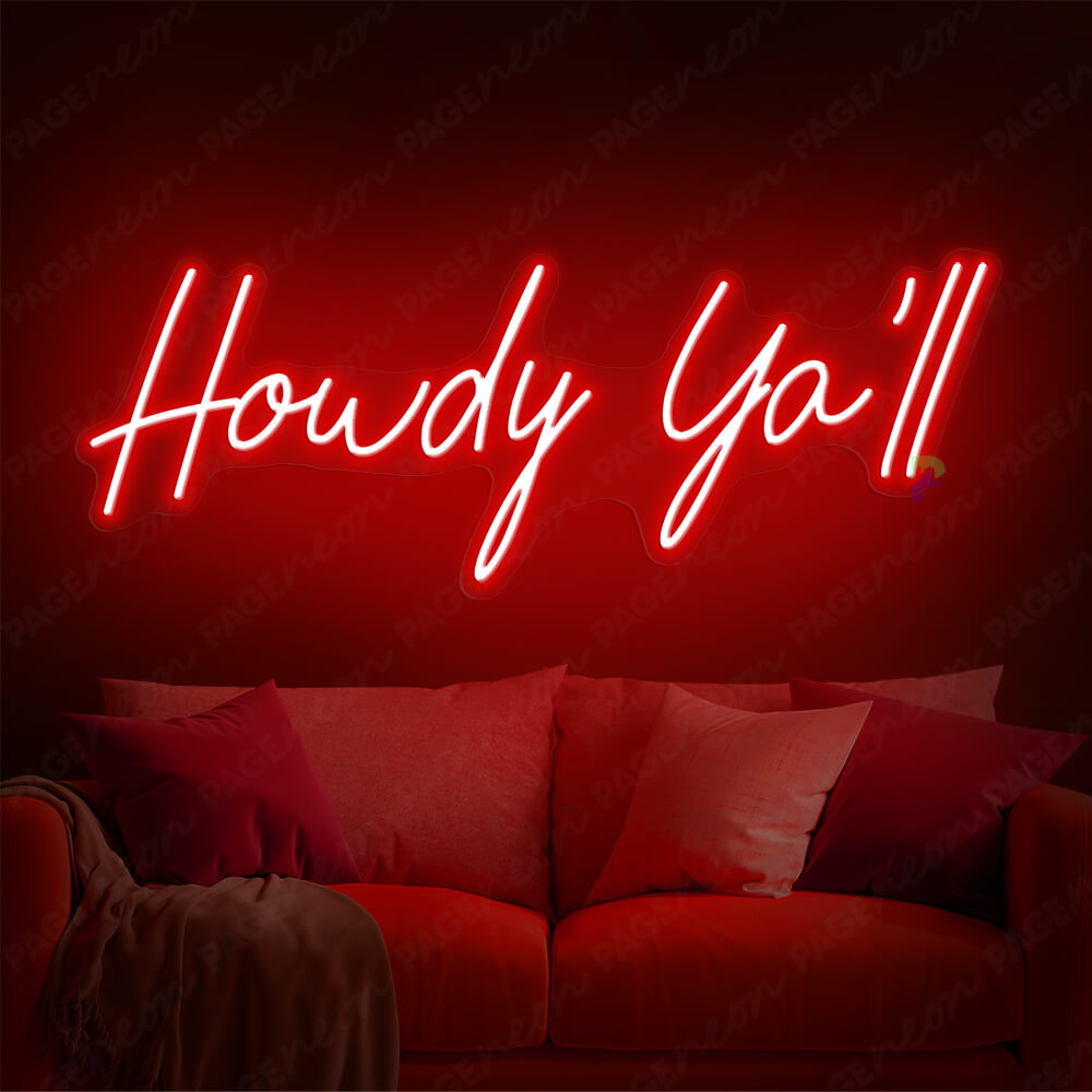 Howdy Neon Sign Howdy Yall Light Up Sign Red