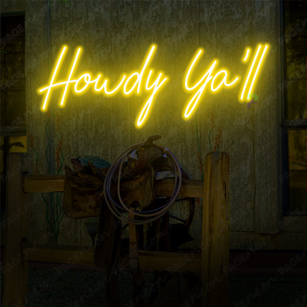 Howdy Neon Sign Howdy Yall Light Up Sign Yellow