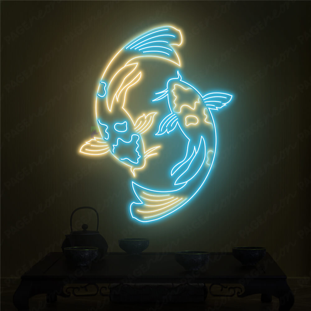 Koi Fish Neon Sign Japan Neon Sign Light Blue