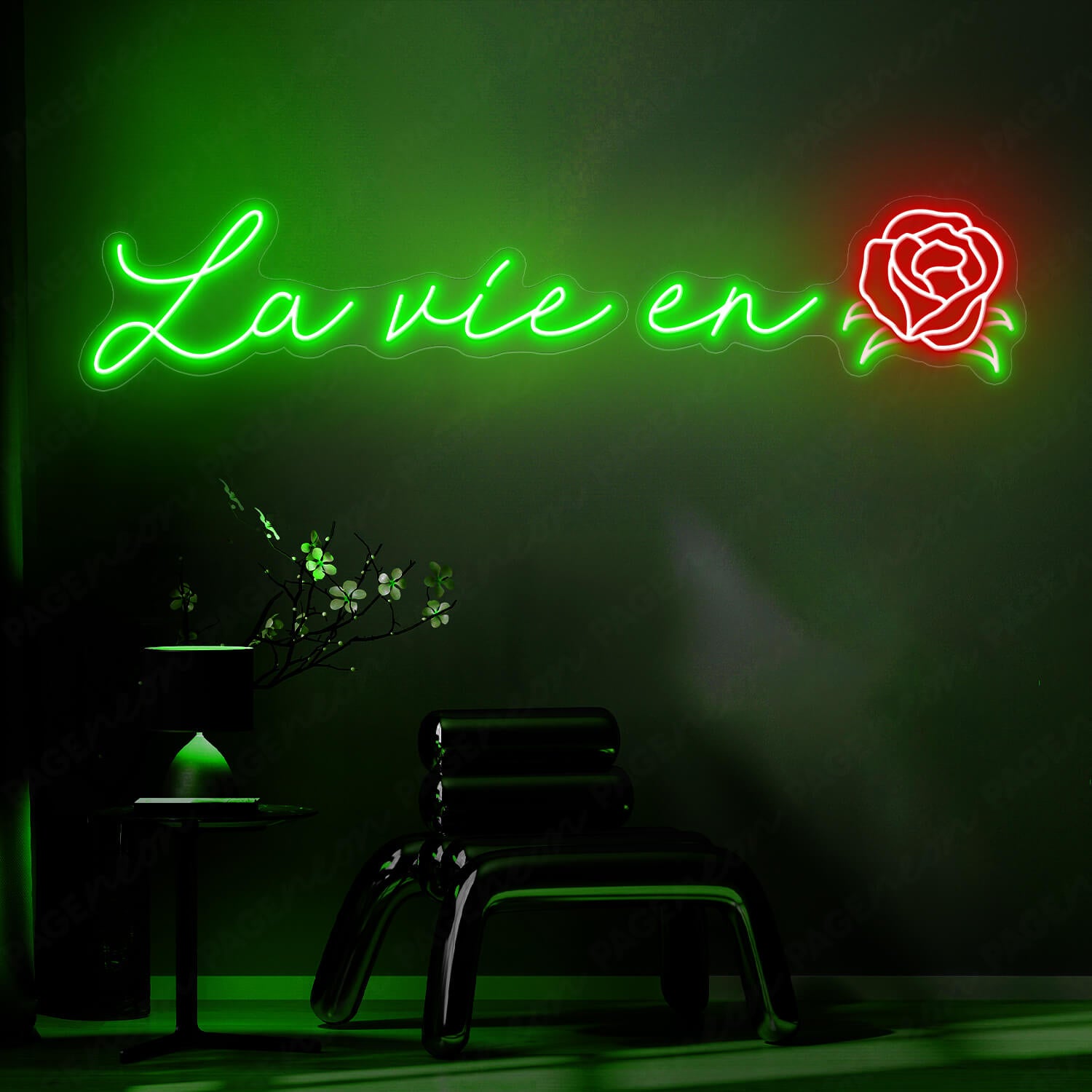 La Vie En Rose Neon Sign Green