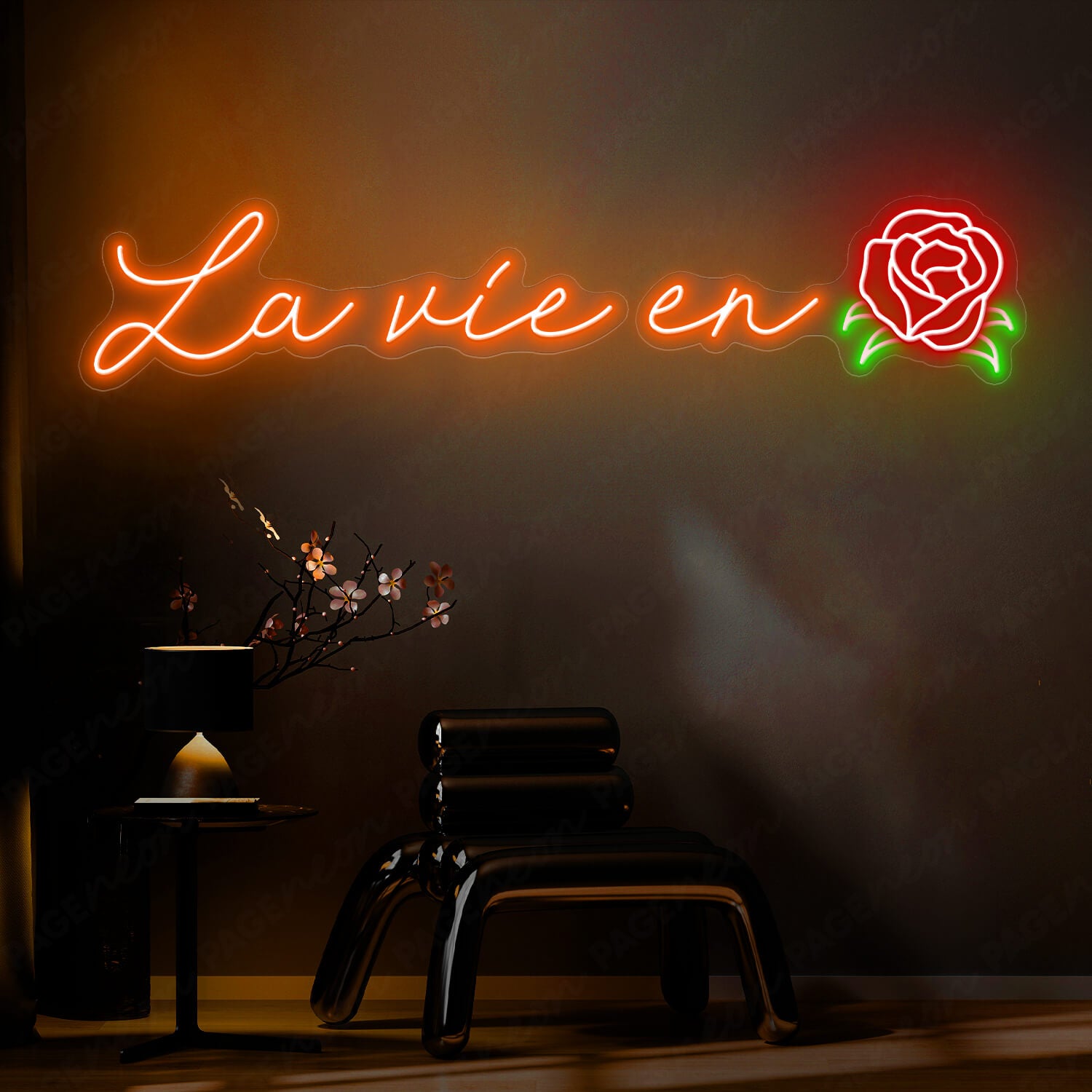 La Vie En Rose Neon Sign Orange