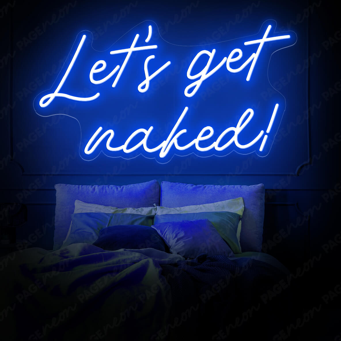 Let's Get Naked Neon Sign Man Cave Led Light Blue