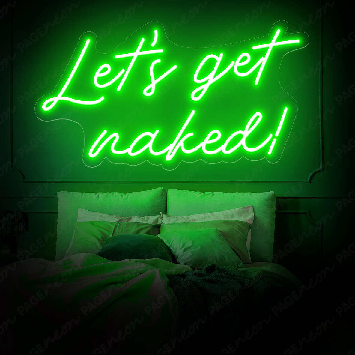 Let's Get Naked Neon Sign Man Cave Led Light Green