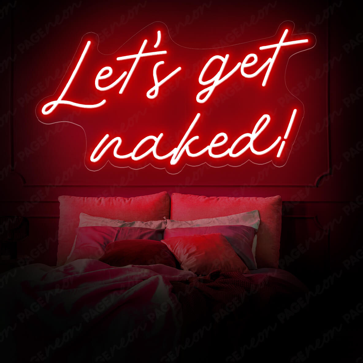 Let's Get Naked Neon Sign Man Cave Led Light Red