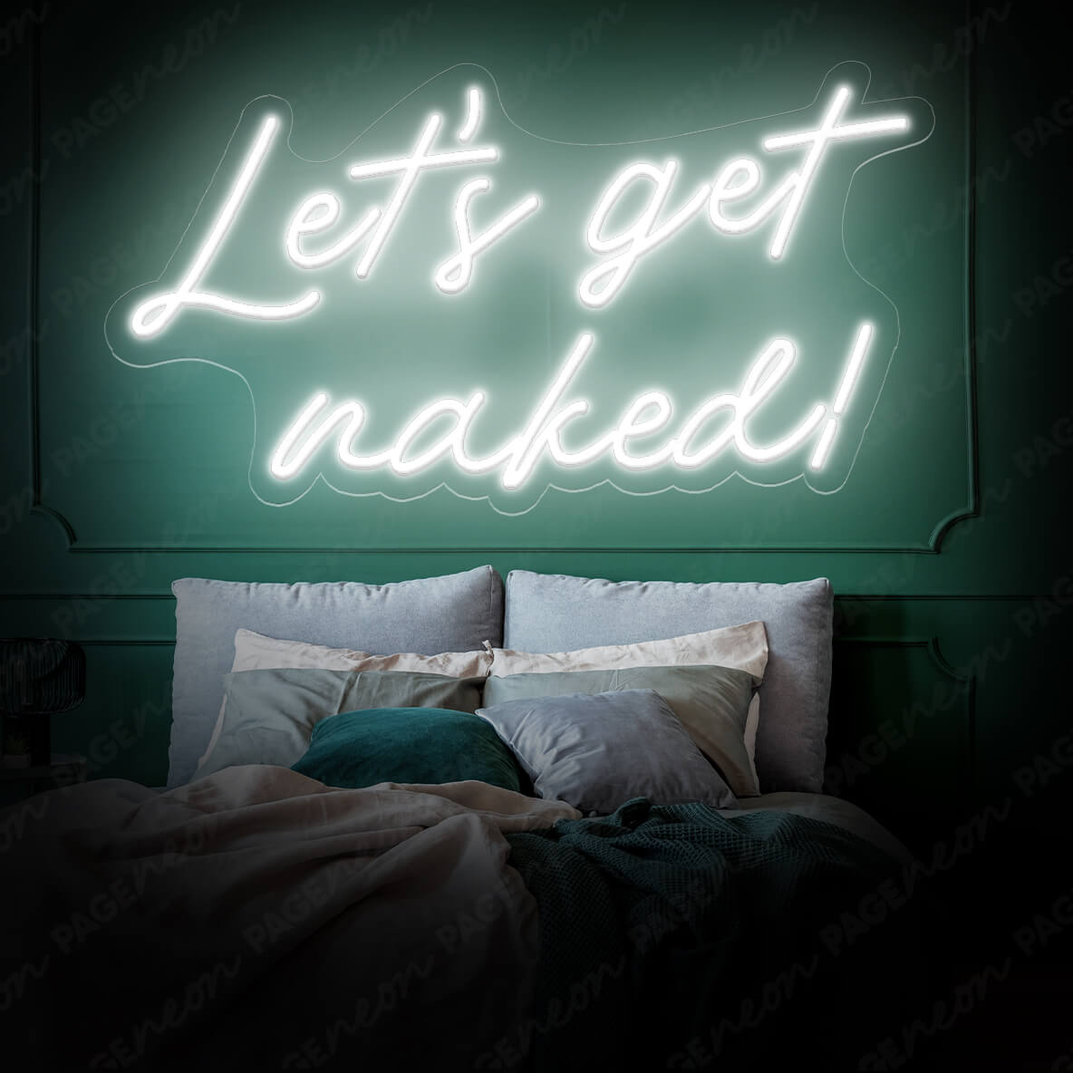 Let's Get Naked Neon Sign Man Cave Led Light White