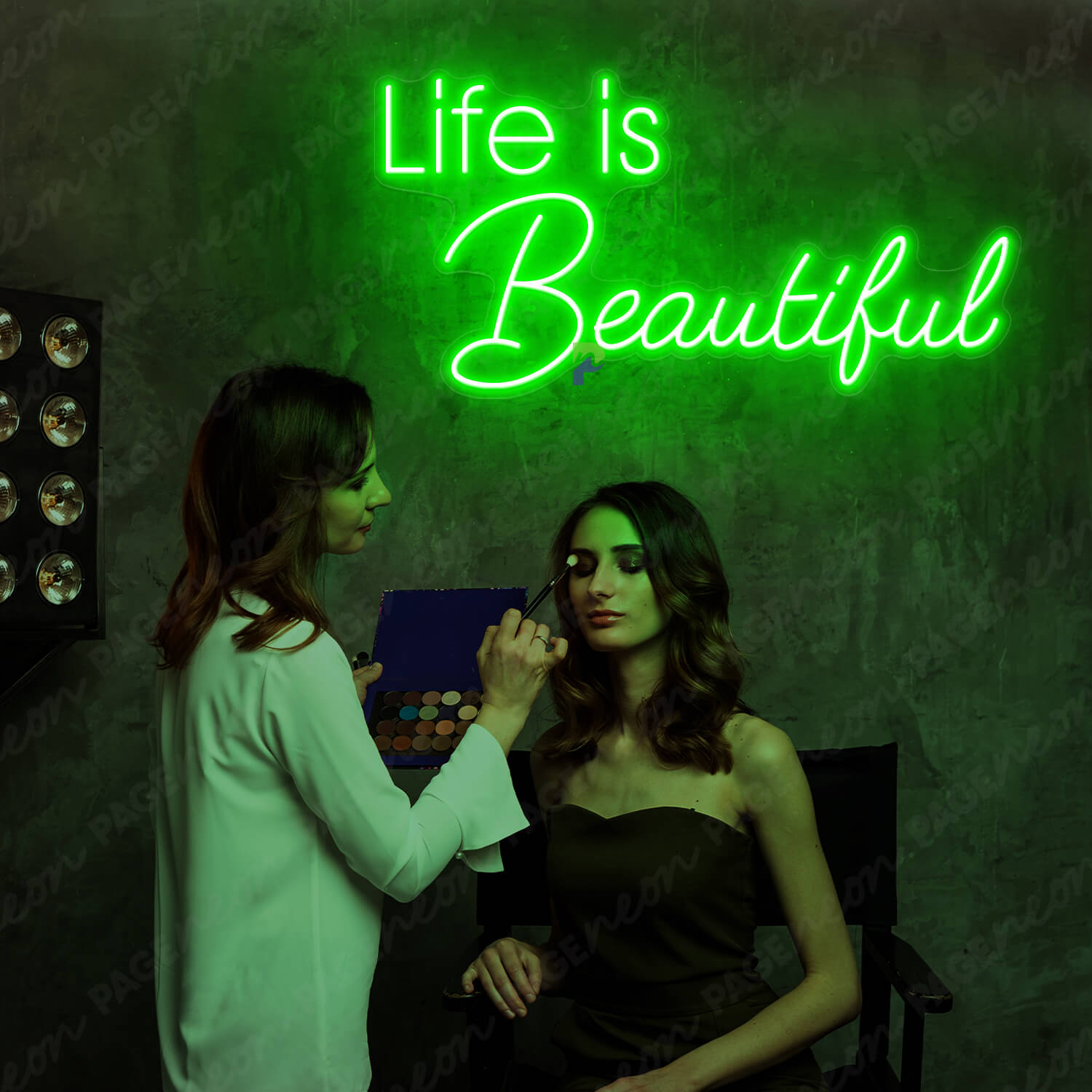 Life Is Beautiful Neon Sign Green Led Light