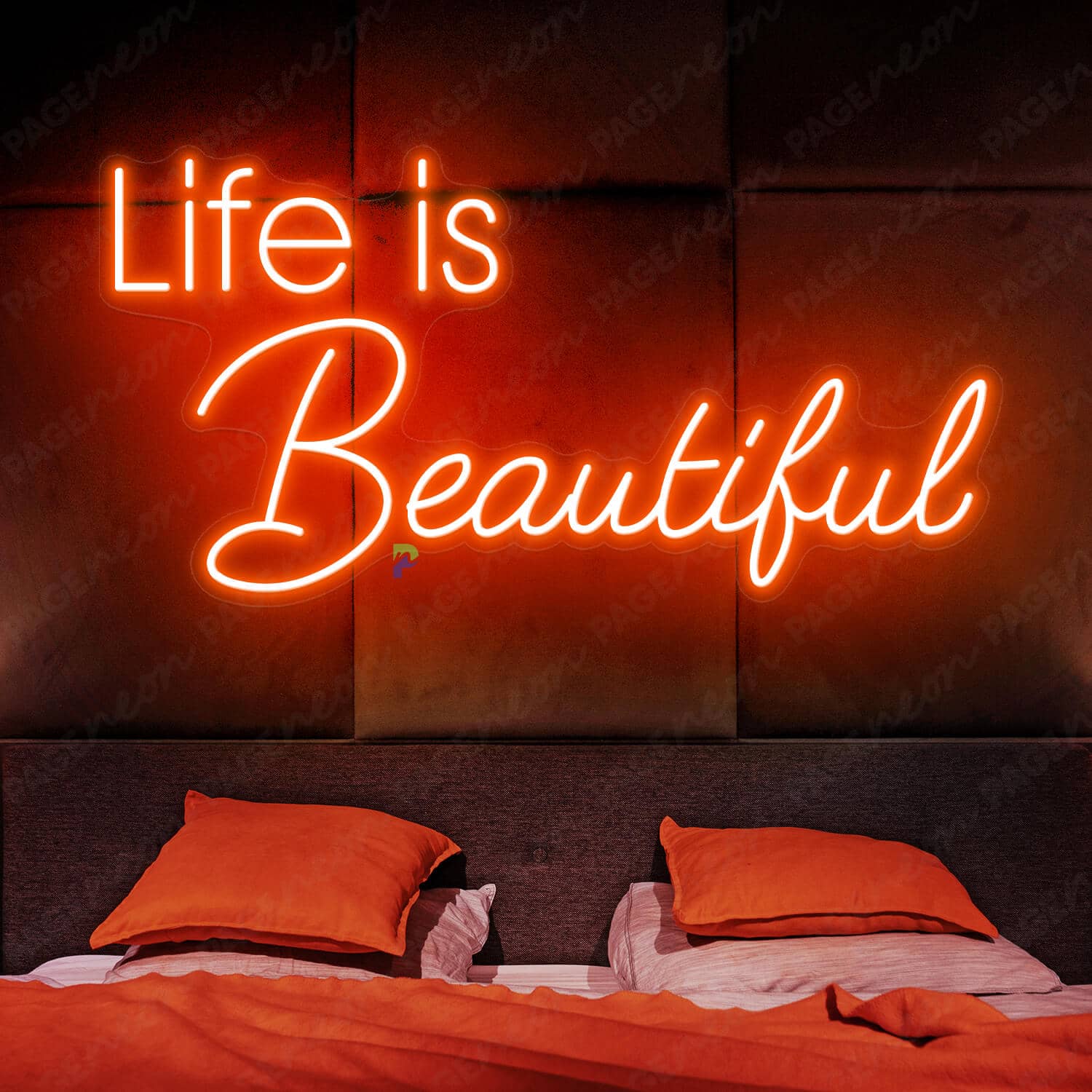 Life Is Beautiful Neon Sign Orange Led Light