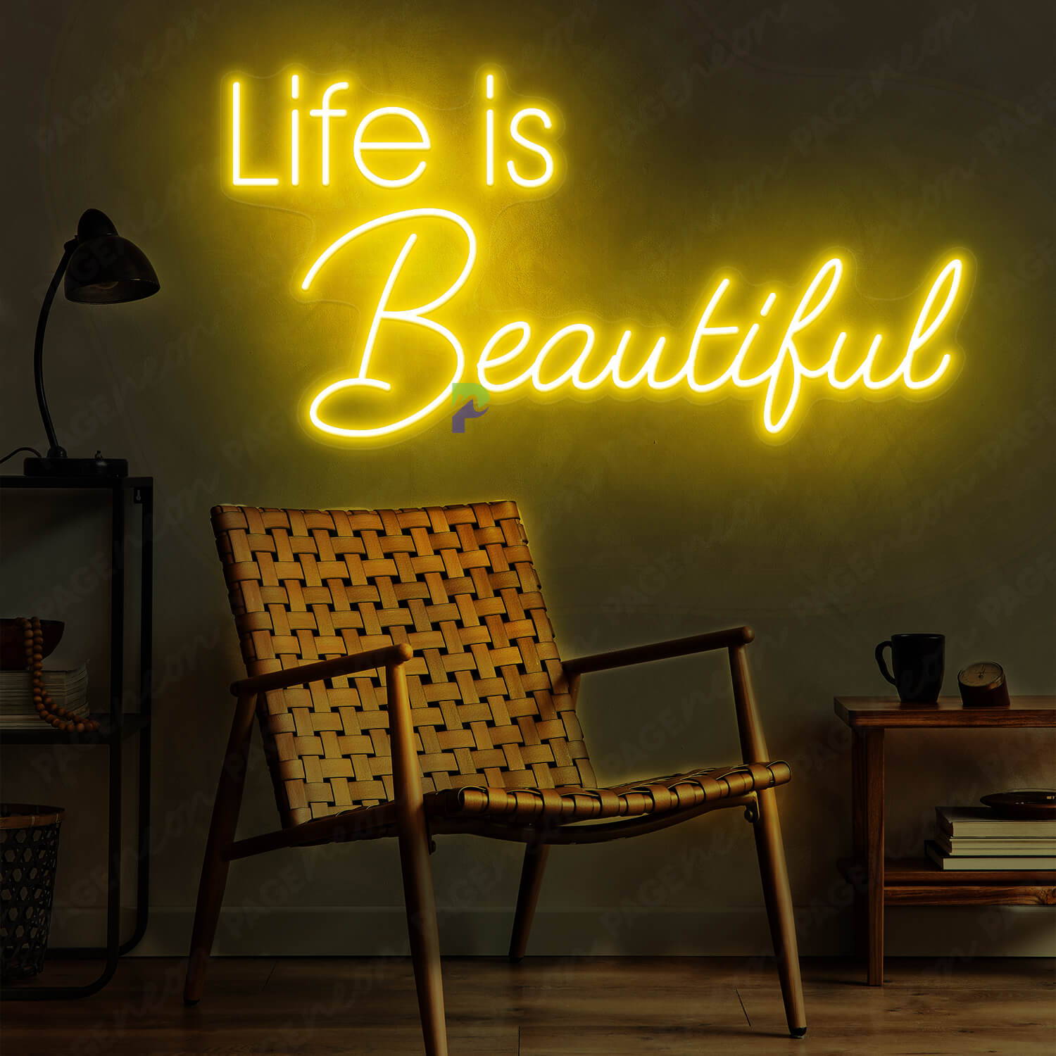 Life Is Beautiful Neon Sign Yellow Led Light