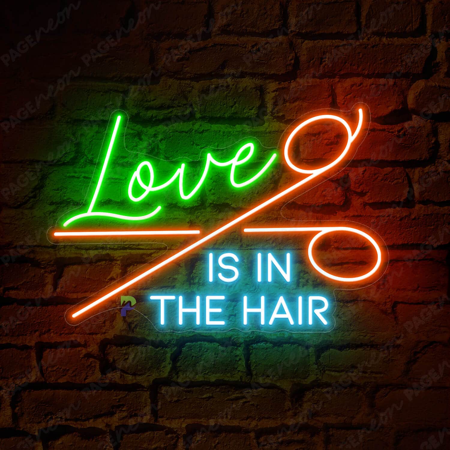 Love Is In The Hair Sign Barber Shop Neon Sign Orange