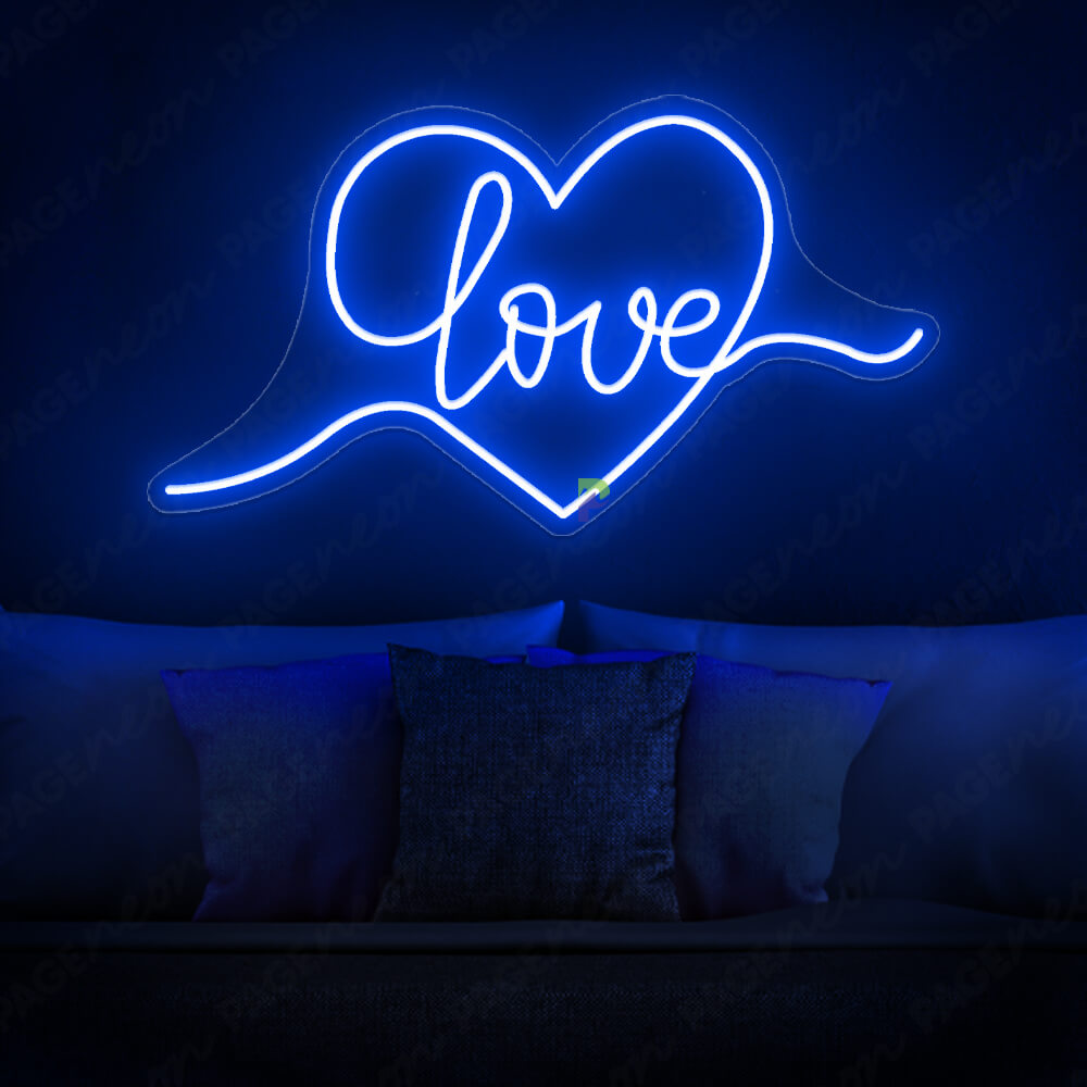 Love Neon Sign LED Love Heart Light Blue