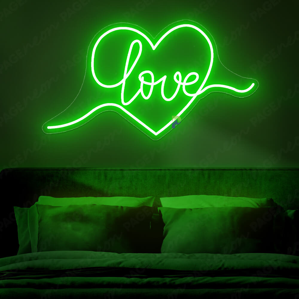Love Neon Sign LED Love Heart Light Green