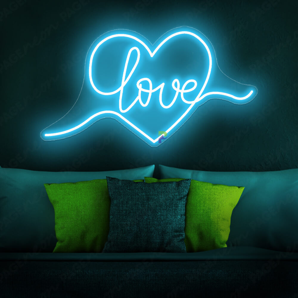 Love Neon Sign LED Love Heart Sign Light Blue