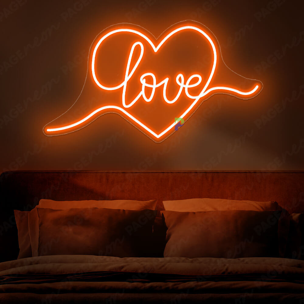 Love Neon Sign LED Love Heart Light Orange