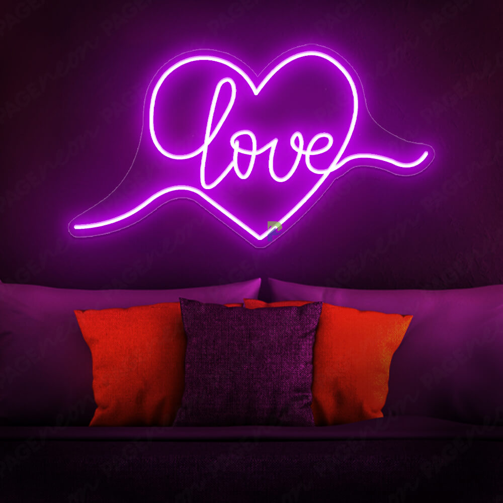 Love Neon Sign LED Love Heart Light Purple