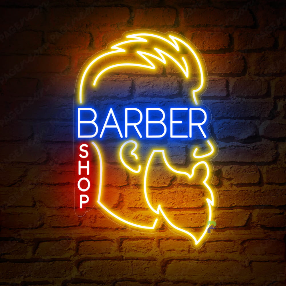 Man Barber Shop Neon Sign Led Light Blue