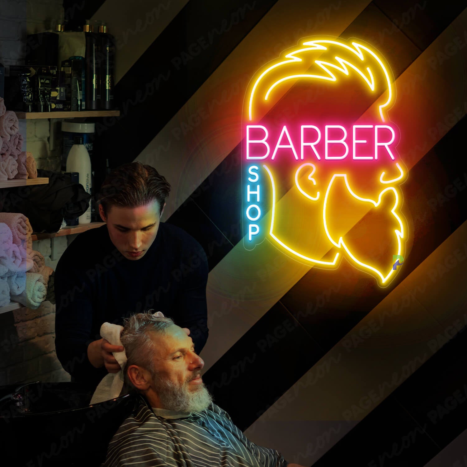 Man Barber Shop Neon Sign Led Light Pink