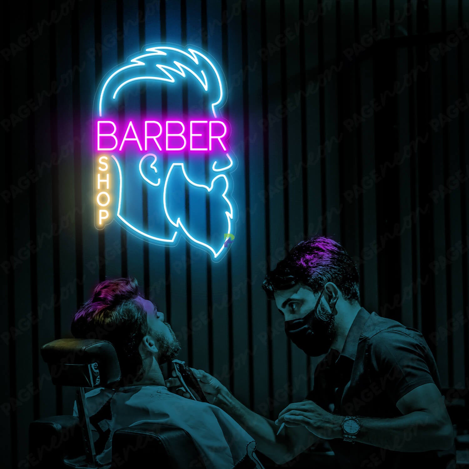 Man Barber Shop Neon Sign Led Light Purple