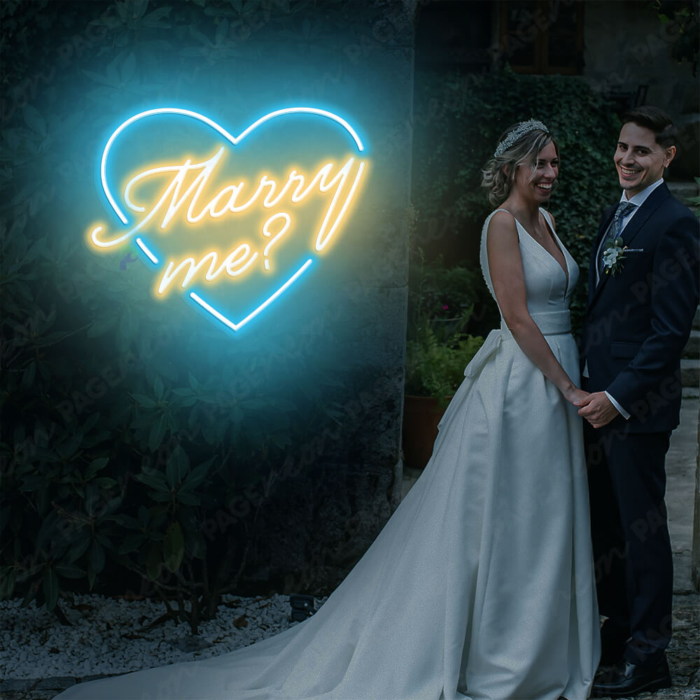 Marry Me Neon Sign Light Up Wedding Sign Aqua