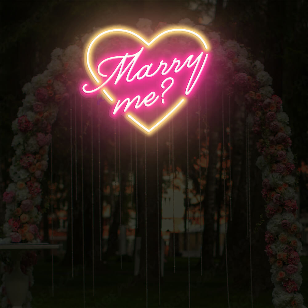 Marry Me Neon Sign Light Up Wedding Sign Deeppink