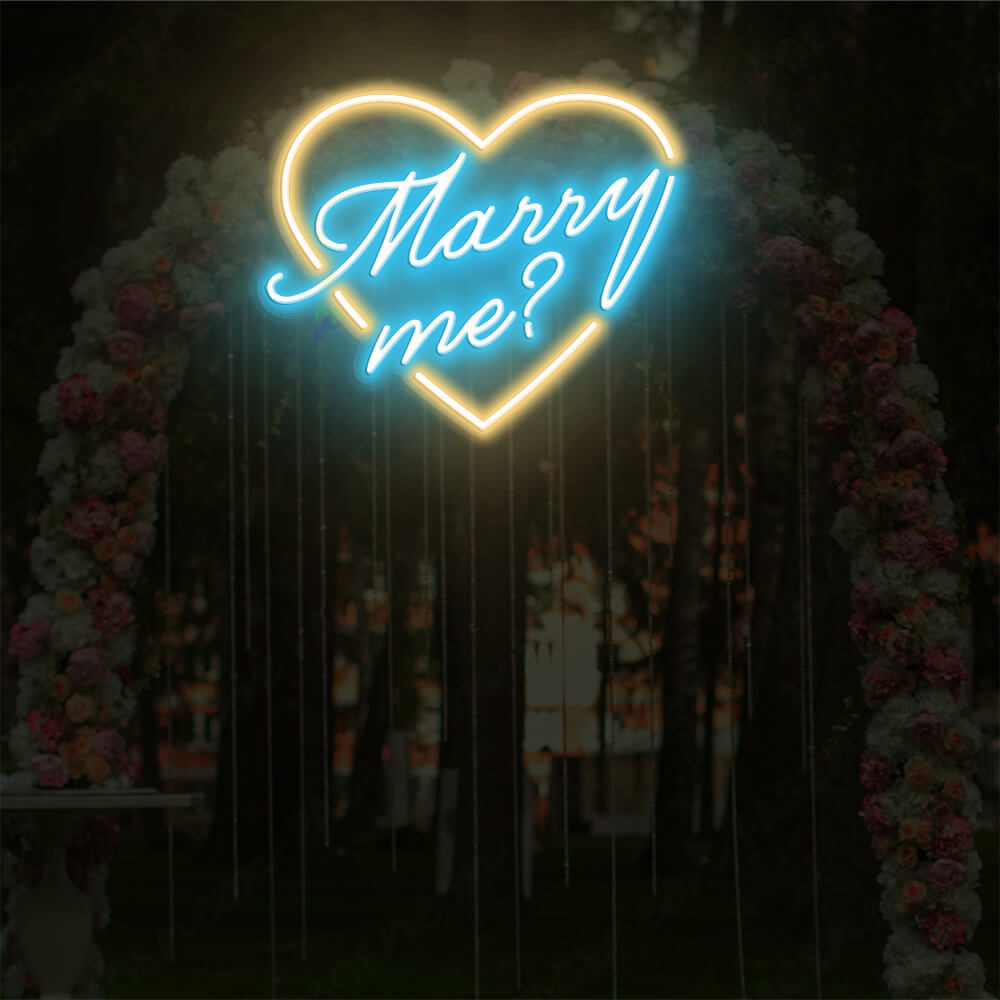 Marry Me Neon Sign Light Up Wedding Sign Light Blue