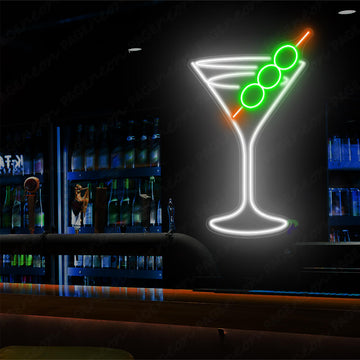 Martini Neon Sign Cocktail Bar Neon Light Green