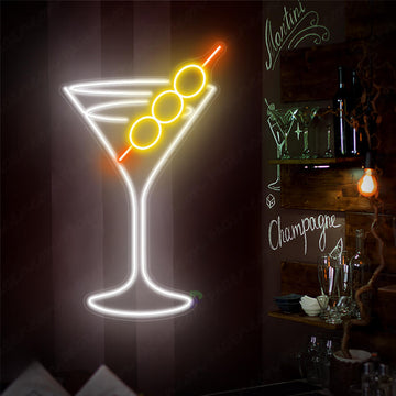 Martini Neon Sign Cocktail Bar Neon Light Yellow