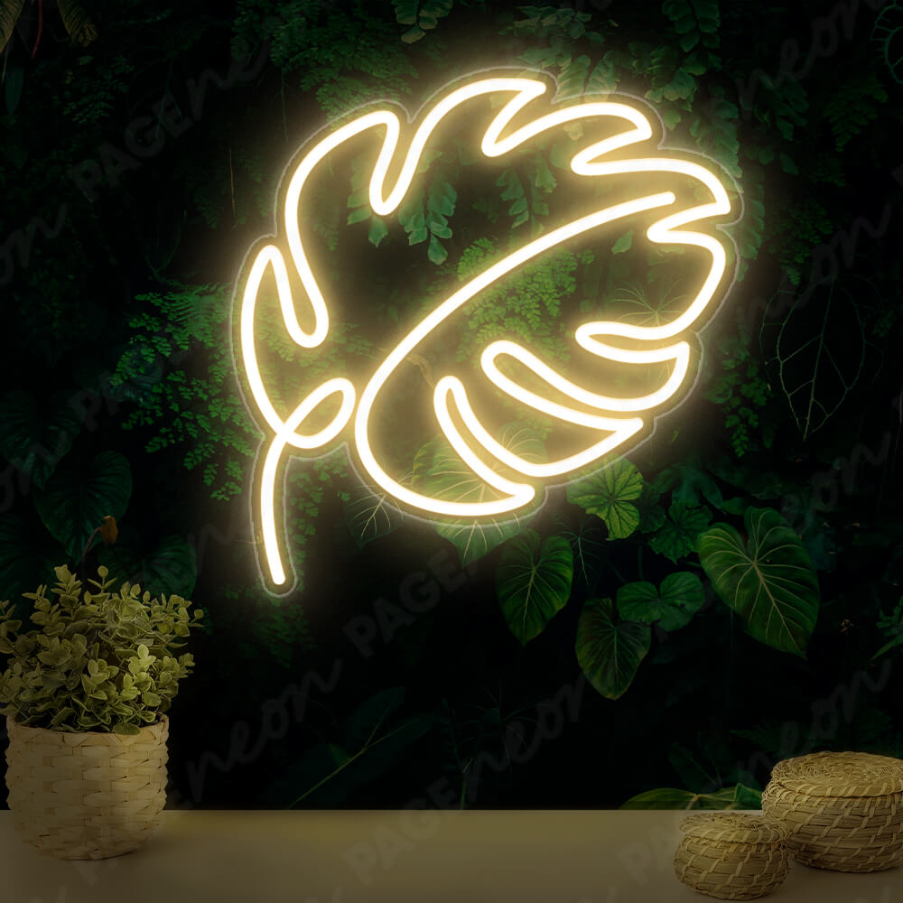 Monstera Leaf Neon Sign Led Light Gold Yellow