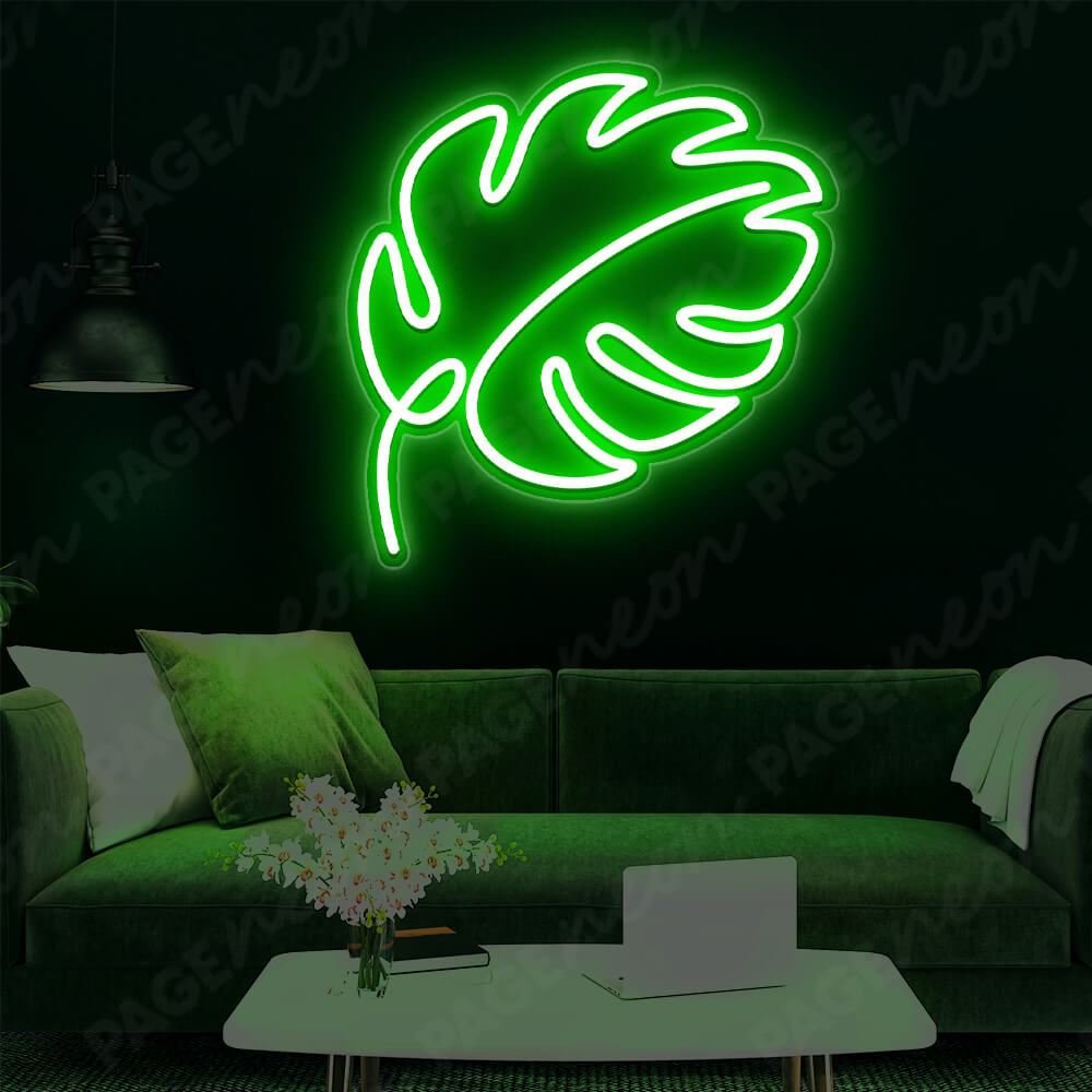 Monstera Leaf Neon Sign Led Light Green