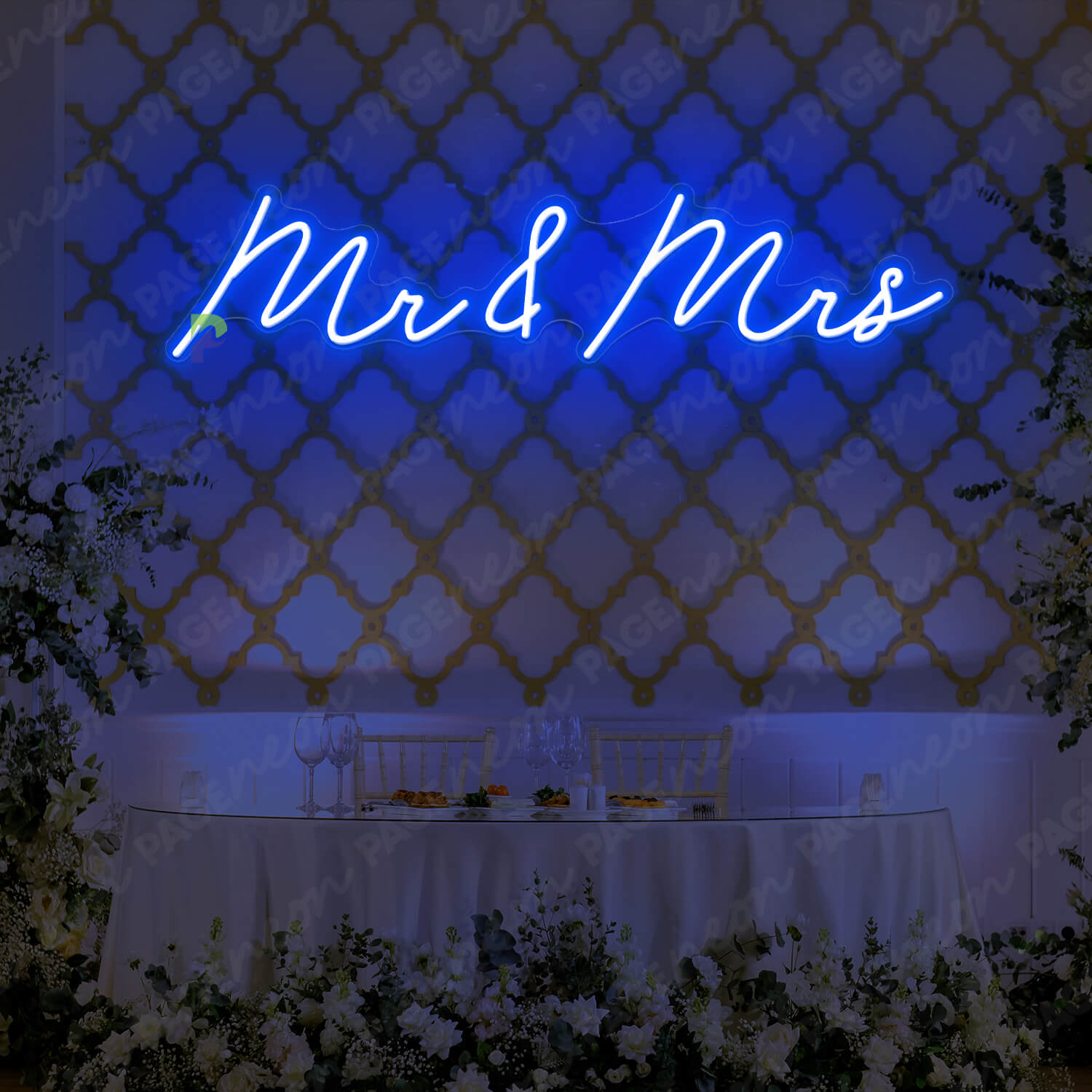 Mr And Mrs Neon Sign Wedding Led Light Blue
