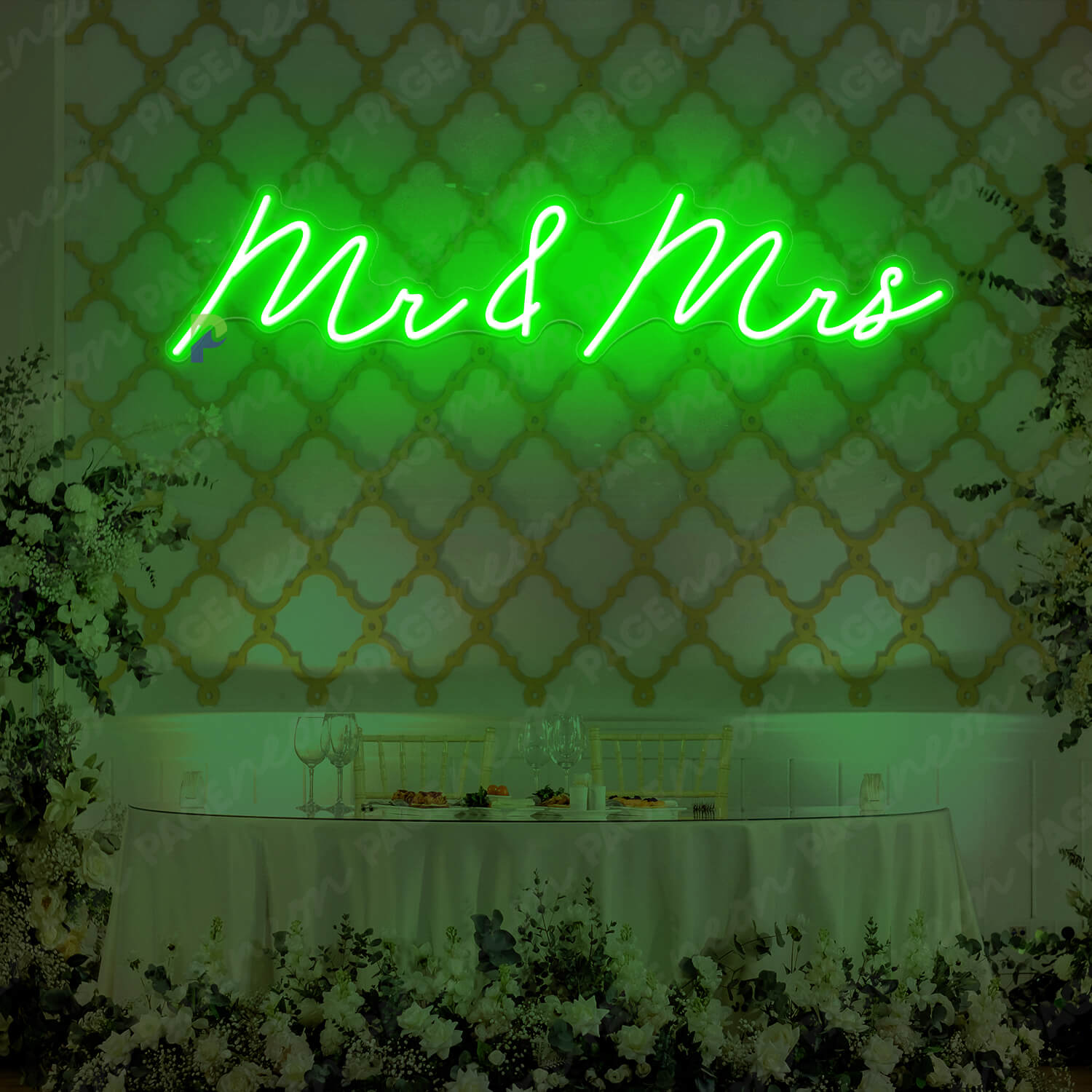 Mr And Mrs Neon Sign Wedding Led Light Green