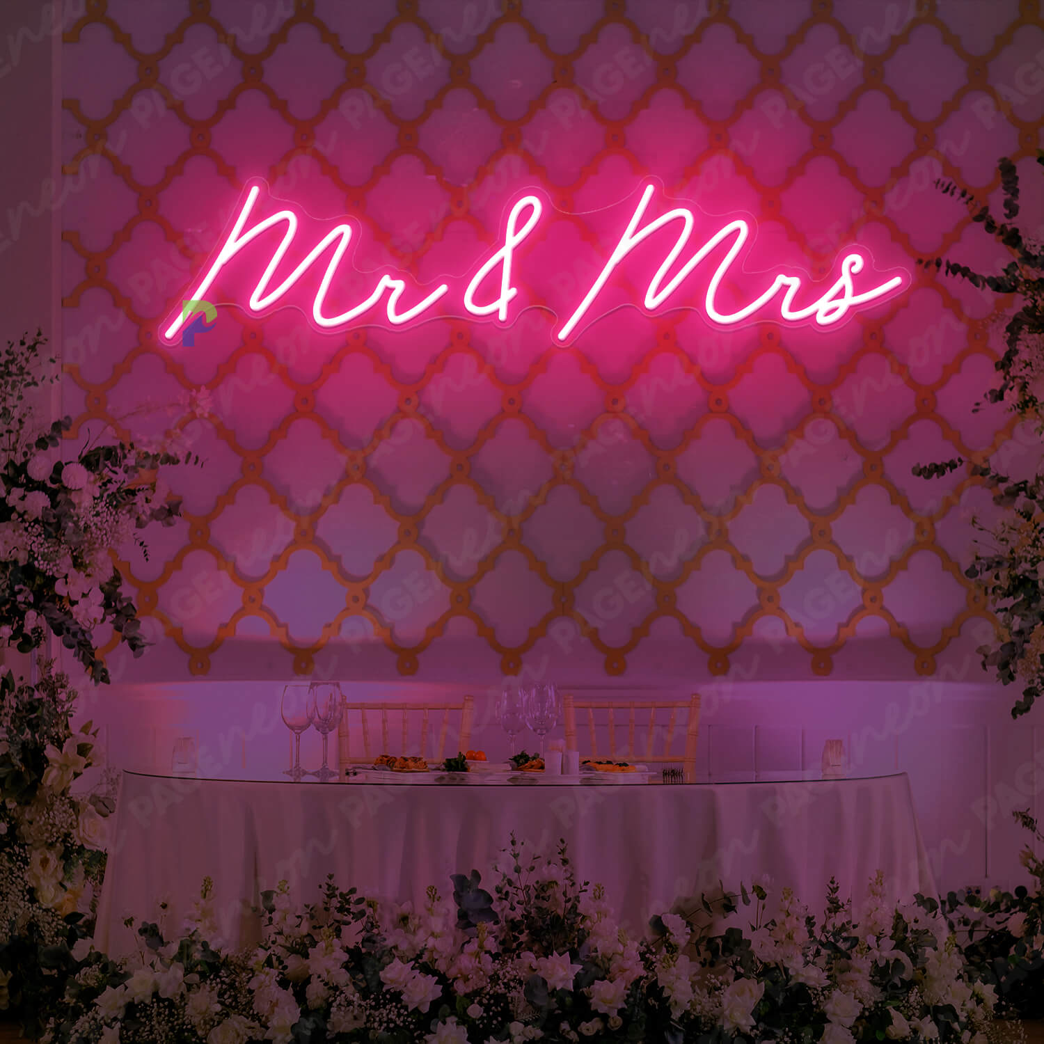 Mr And Mrs Neon Sign Wedding Led Light Pink