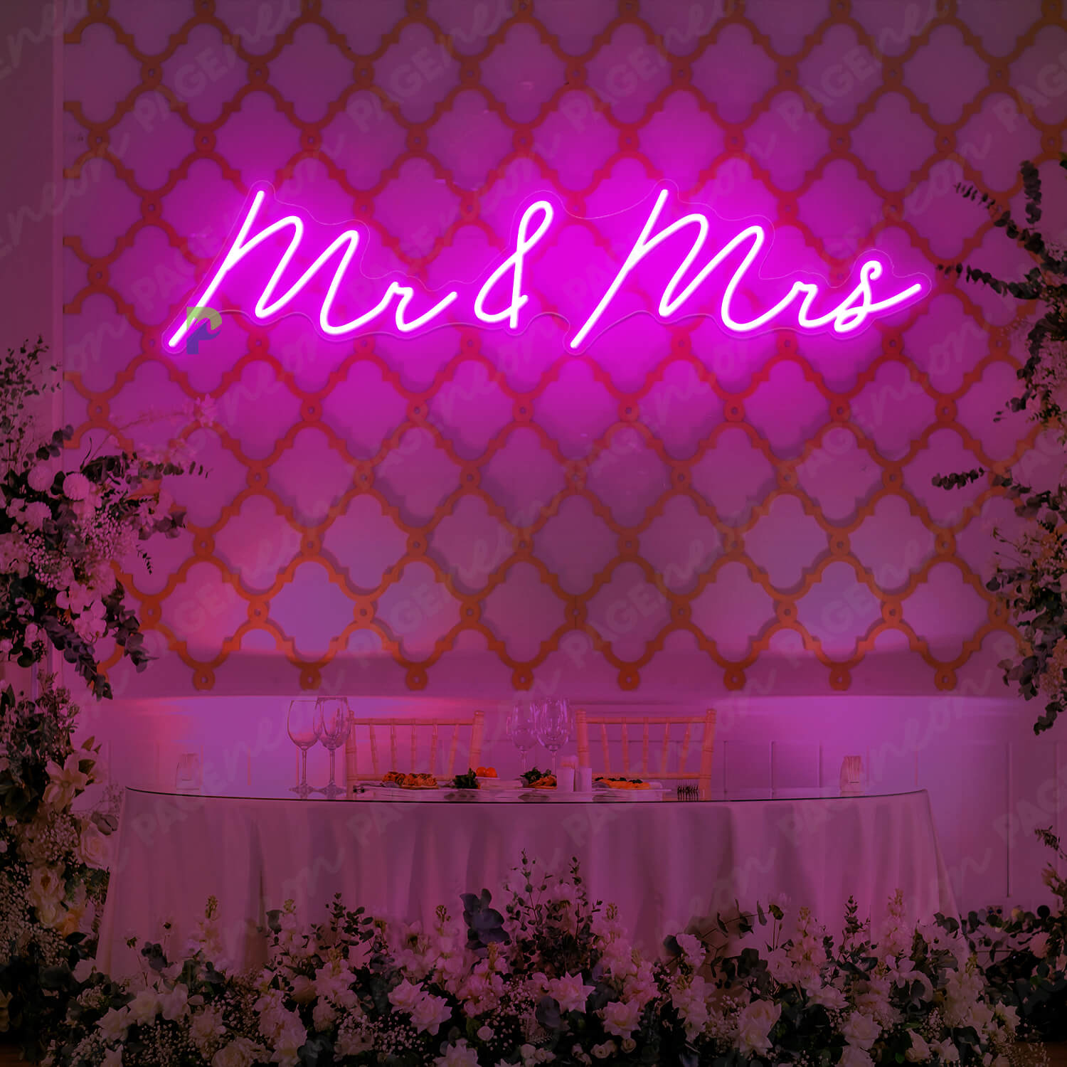 Mr And Mrs Neon Sign Wedding Led Light Purple