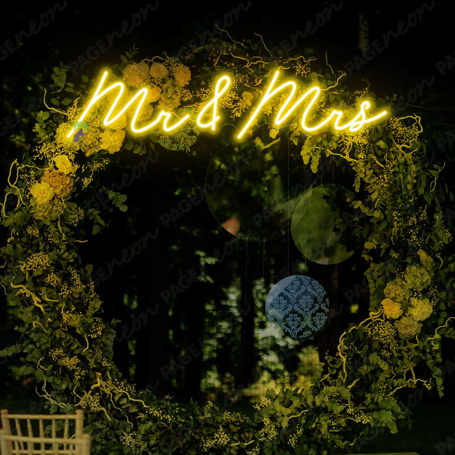 Mr And Mrs Neon Sign Wedding Led Light Yellow