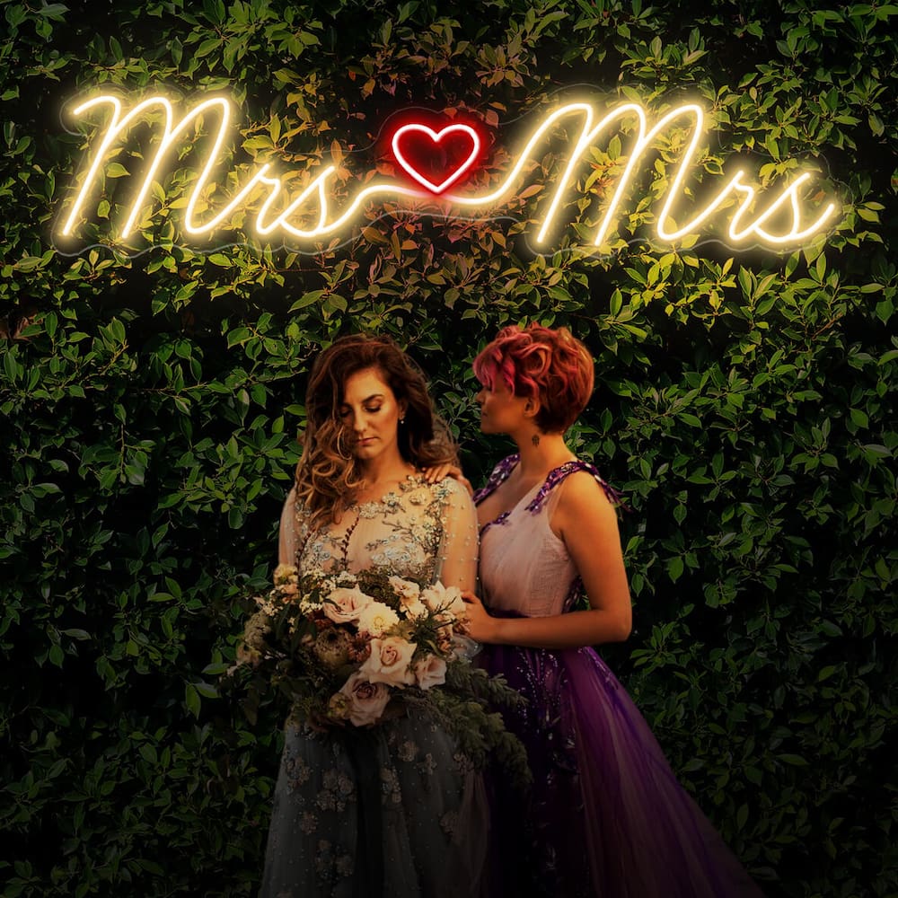 Mrs And Mrs Neon Sign LED Wedding Sign Red