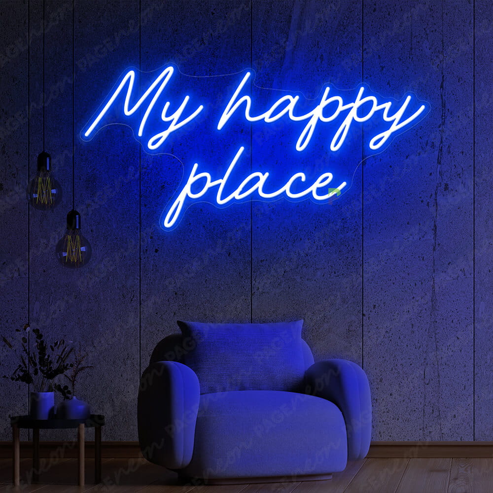 My Happy Place Neon Sign Aesthetic Sign Blue