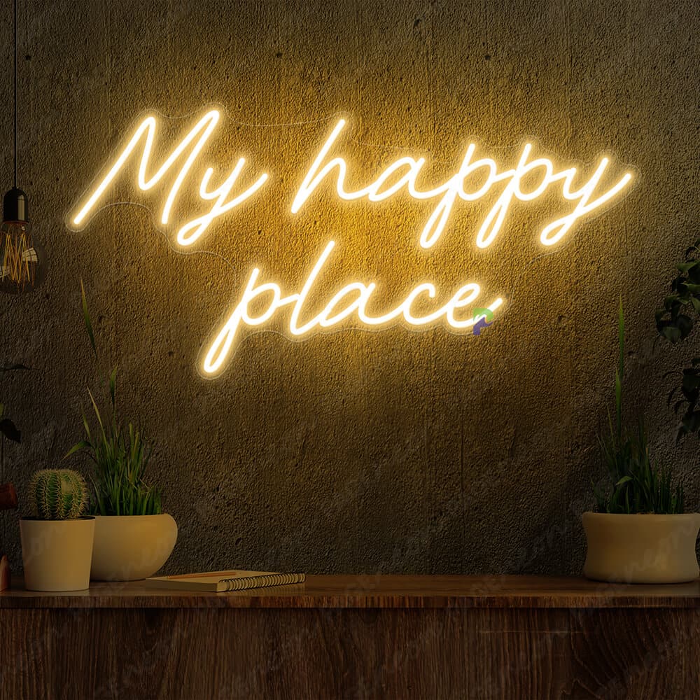 My Happy Place Neon Sign Aesthetic Sign  Gold Yellow
