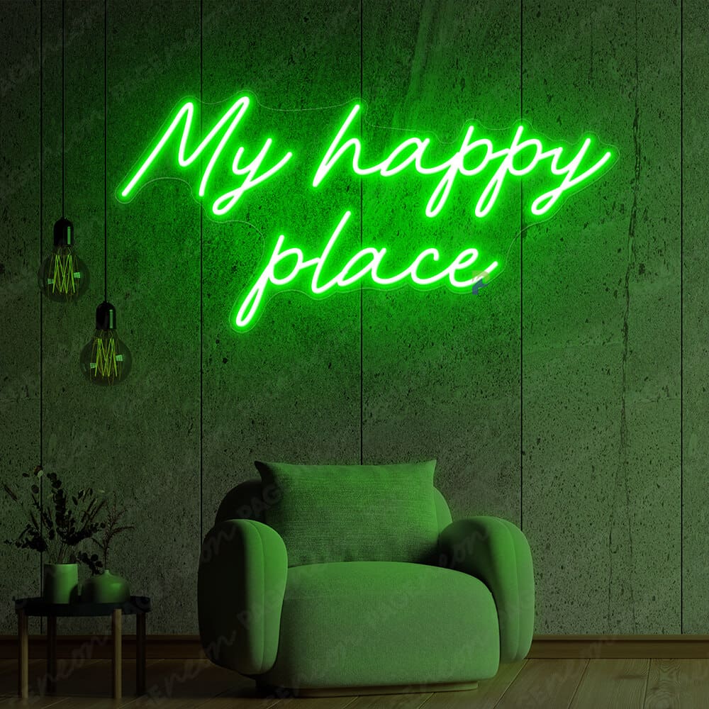 My Happy Place Neon Sign Aesthetic Sign Green