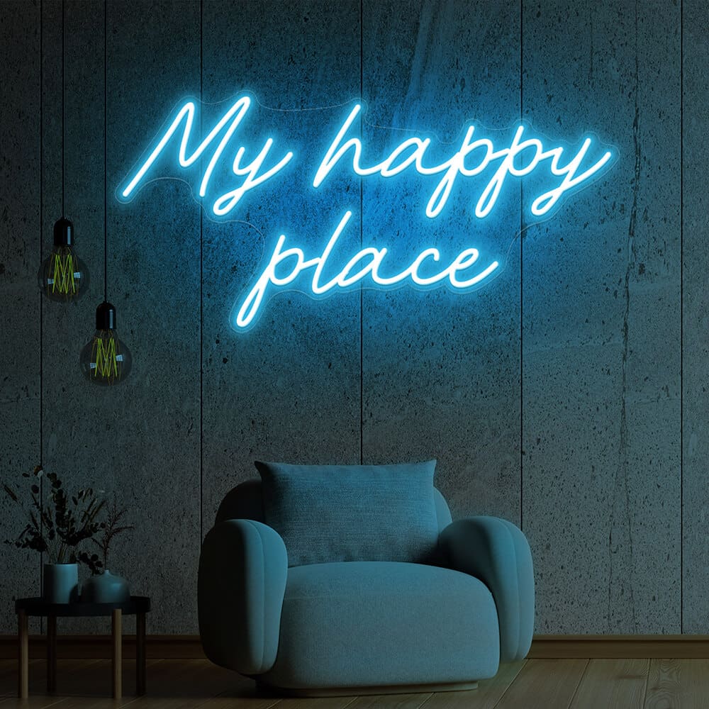 My Happy Place Neon Sign Aesthetic Sign Light Blue